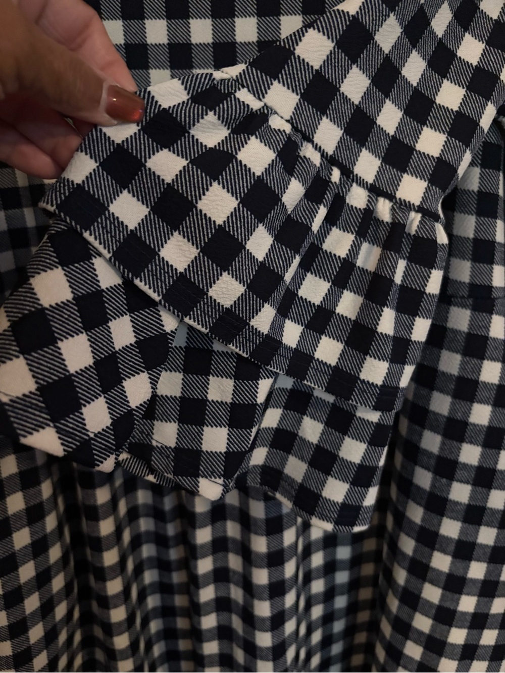 Navy and White Gingham Peplum Dress - Picture 7 of 10